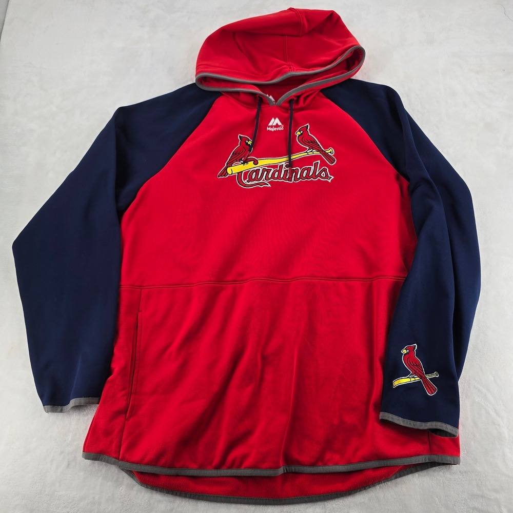 Majestic Hoodie Mens XL St. Louis Cardinals Red Navy Blue MLB Pullover